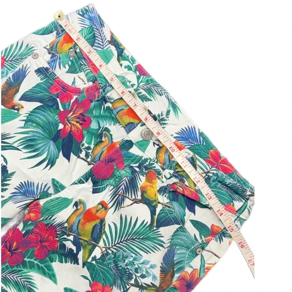 Tommy Bahama Skinny Floral Parrot Print Pants Bright White Size 4 - Picture 8 of 9